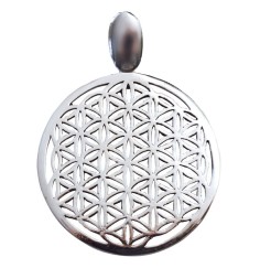 Anhänger -  Blume des Lebens- gross 3,6cm Messing-versilbert
