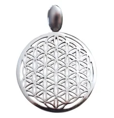 Anhänger - Blume des Lebens- gross 3,6cm Messing-versilbert