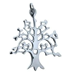 Anhänger - Baum des Lebens- Messing versilbert 2,5cm, 1,9g