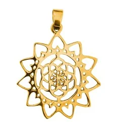 Anhänger - Blume des Lebens mit Lotus- Messing 3,0cm, 2,8g