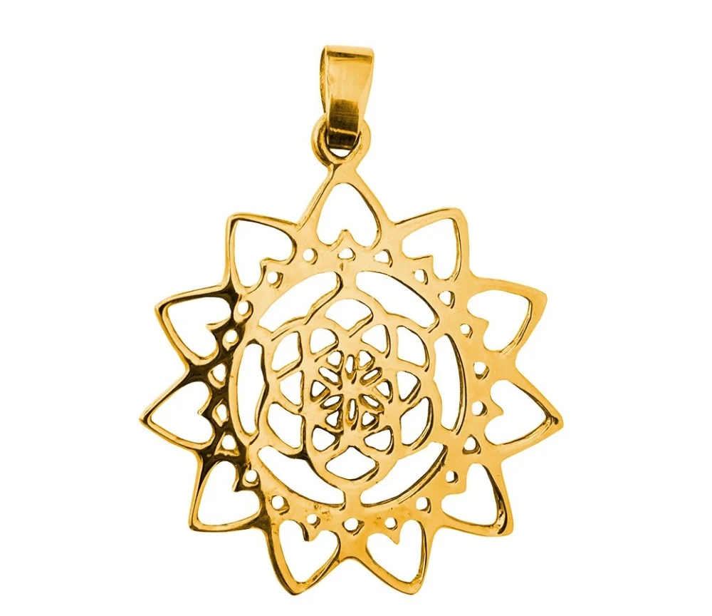 Anhänger - Blume des Lebens mit Lotus- Messing 3,0cm, 2,8g