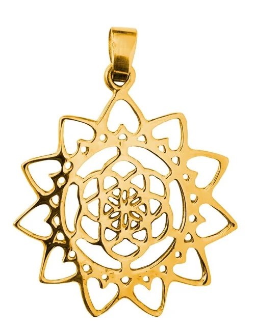 Anhänger "Blume des Lebens mit Lotus" Messing 3