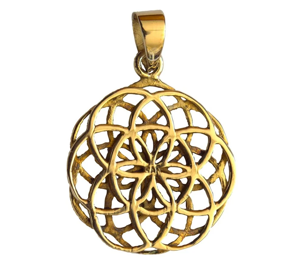 Anhänger - Saat des Lebens beidseitig- Messing 2,5cm, 2,3g