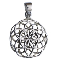 Anhänger -  Saat des Lebens beidseitig- Messing versilbert 2,5cm, 2,3g