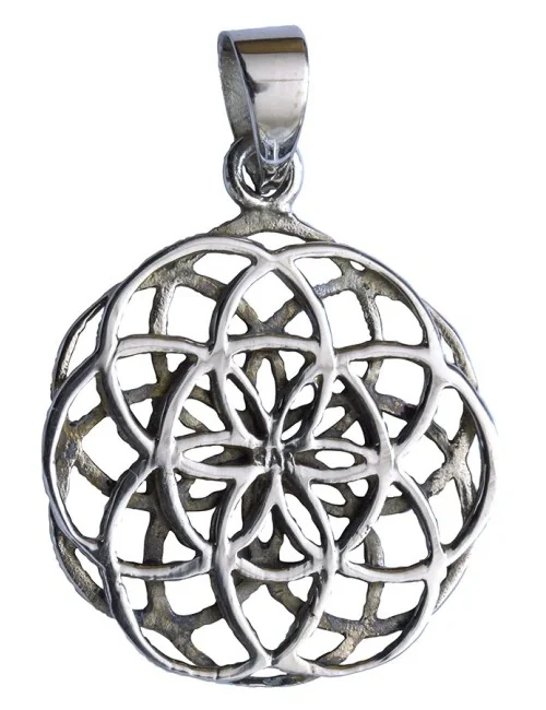 Anhänger "Saat des Lebens beidseitig" Messing versilbert 2