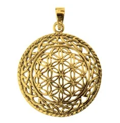 Anhänger - Blume des Lebens- mit Endlosknoten Bronze 8,2g 3,5cm