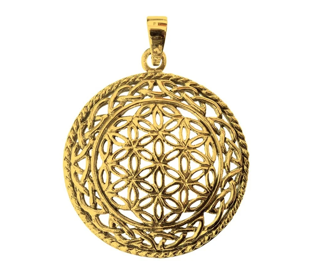 Anhänger - Blume des Lebens- mit Endlosknoten Bronze 8,2g 3,5cm