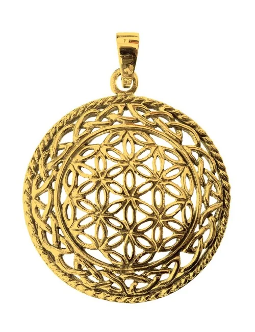 Anhänger "Blume des Lebens" mit Endlosknoten Bronze 8