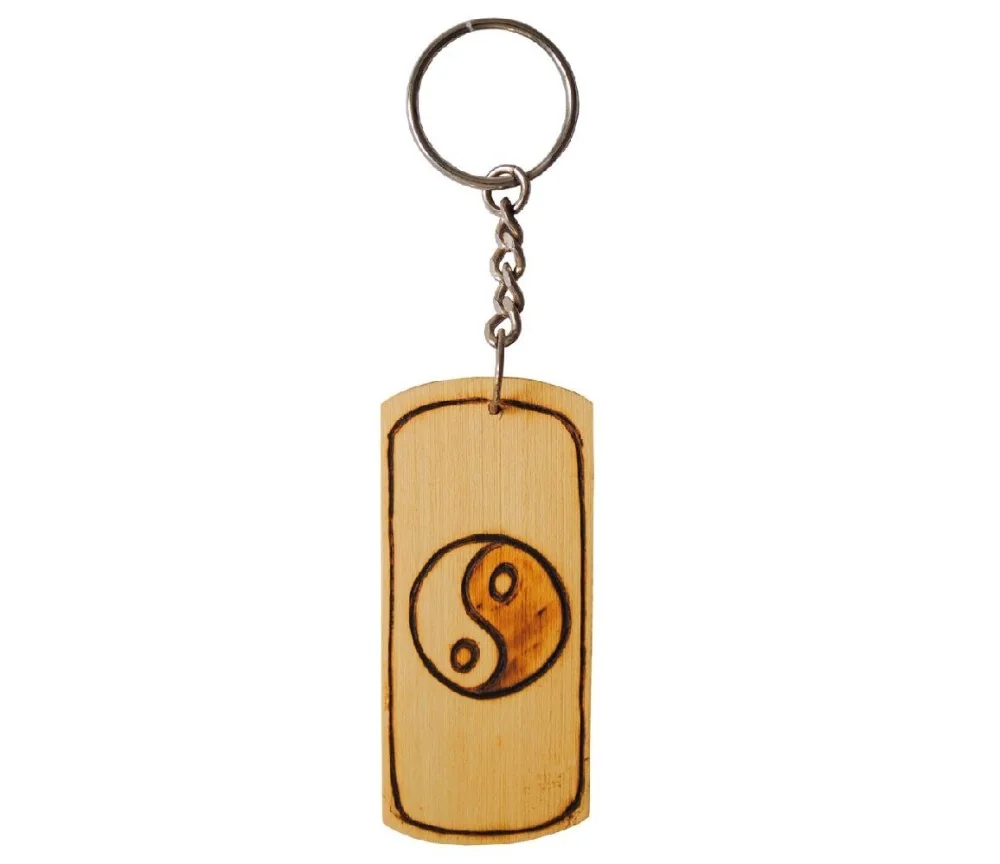 SchlüsselAnhänger - Yin Yang- Bambus 8cm