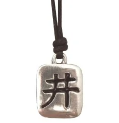 Anhänger - Ching- Zinn 3cm mit Baumwollband