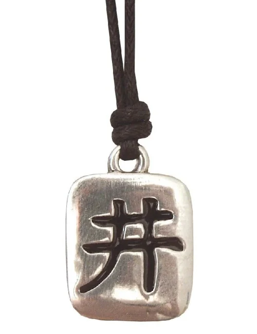 Anhänger "Ching" Zinn 3cm mit Baumwollband