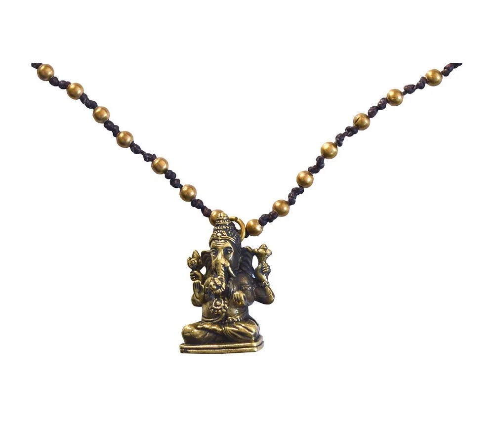 Halskette - Ganesha- mit 80 Messingperlen 35cm