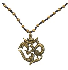 Halskette - Om- mit 80 Messingperlen 35cm