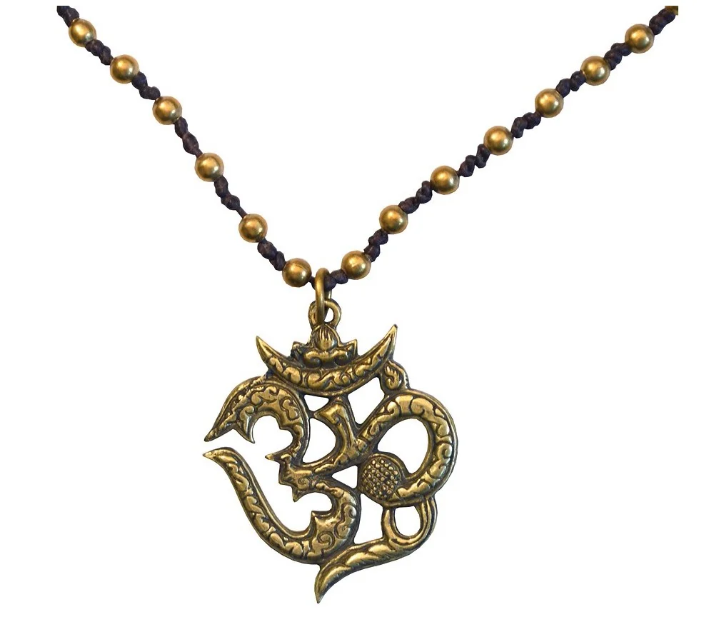 Halskette - Om- mit 80 Messingperlen 35cm