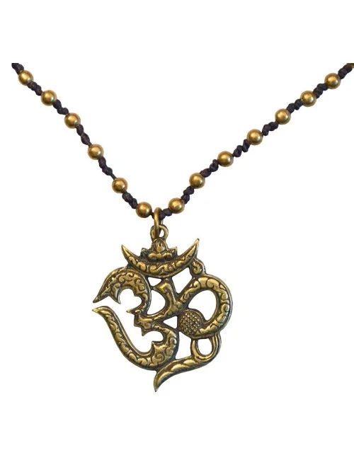 Halskette "Om" mit 80 Messingperlen 35cm
