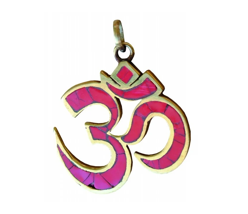 Anhänger - Om- rot Messing 3x4cm