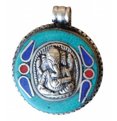 Anhänger -  Ganesha- Weissmetall grün 3,5cm