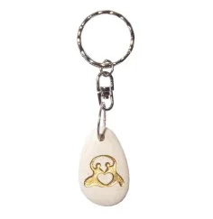 SchlüsselAnhänger - oneline- Stein graviert gold bemalt