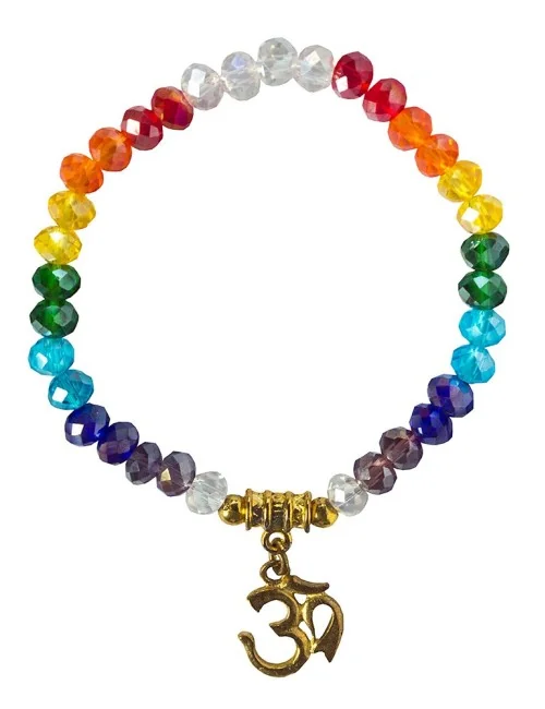 Tikra "Om Rainbow" Kristallglasperlen/Messing 6cm