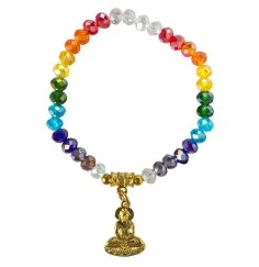 Armband - Buddha Rainbow- Kristallglasperlen/Messing 6cm
