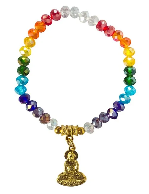 Tikra "Buddha Rainbow" Kristallglasperlen/Messing 6cm