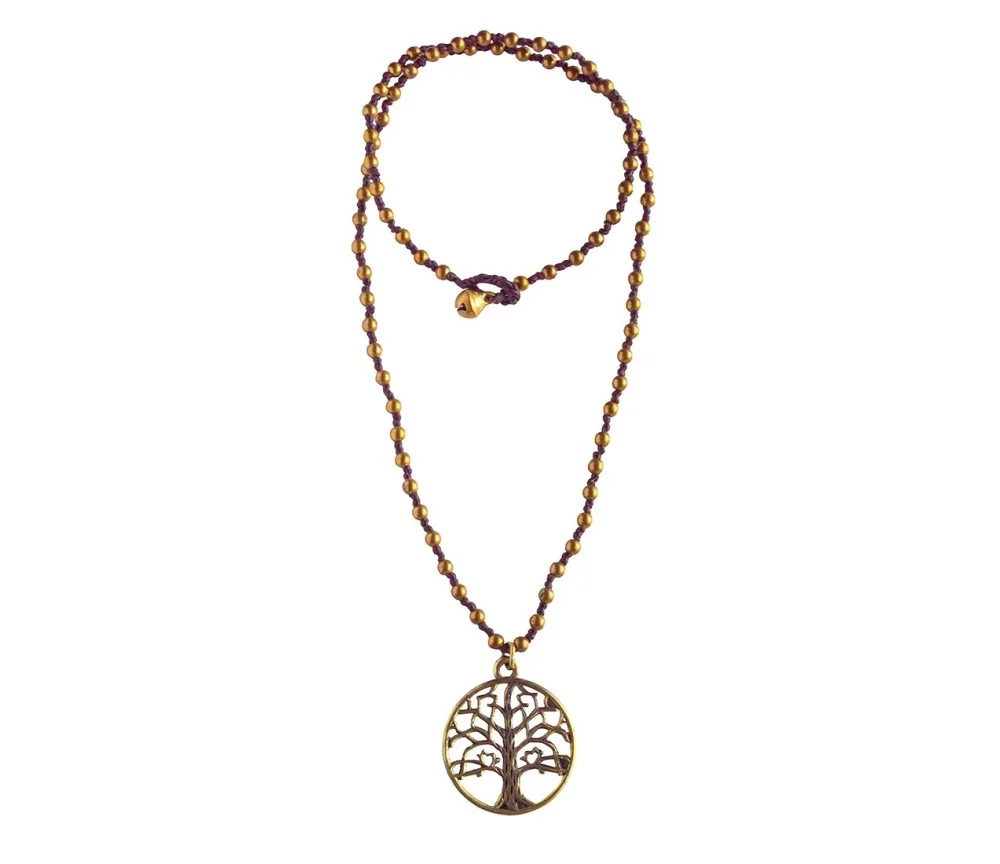 Halskette - Baum des Lebens- mit 80 Messingperlen 35cm