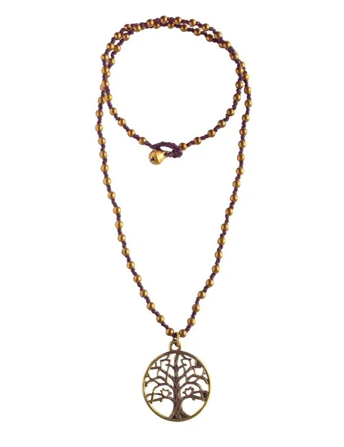 Halskette "Baum des Lebens" mit 80 Messingperlen 35cm