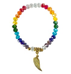 Armband - Tikra -Engelsflügel Rainbow- Kristallglasperlen/Messing 6cm