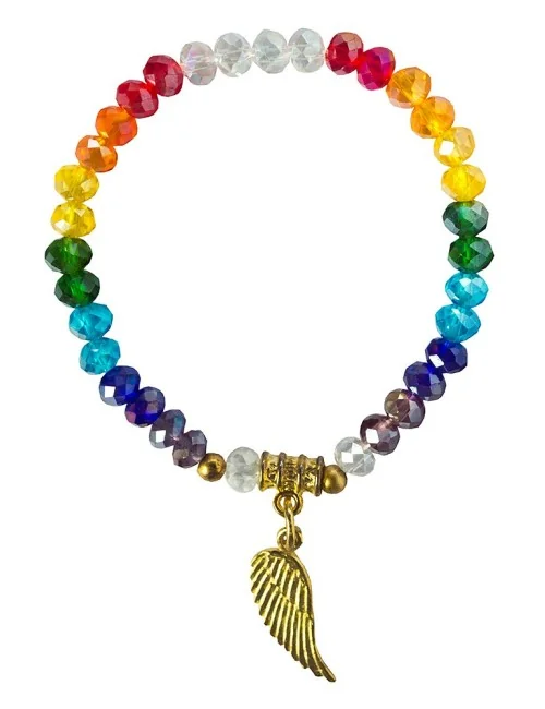 Tikra "Engelsflügel Rainbow" Kristallglasperlen/Messing 6cm