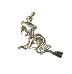 Anhänger - Hexe auf Besen- 925 Silber 1,9g