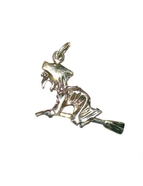 Anhänger "Hexe auf Besen" Silber 925 1