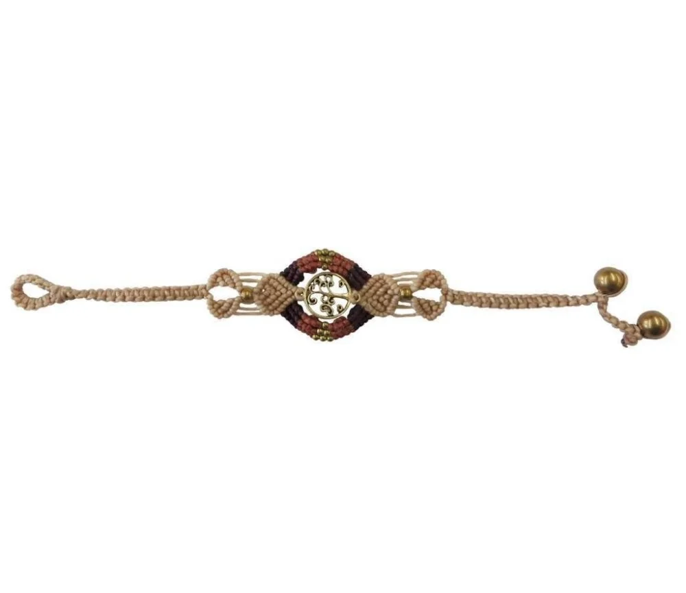 Armband - Baum des Lebens- Baumwolle geflochten natur, 20x3cm