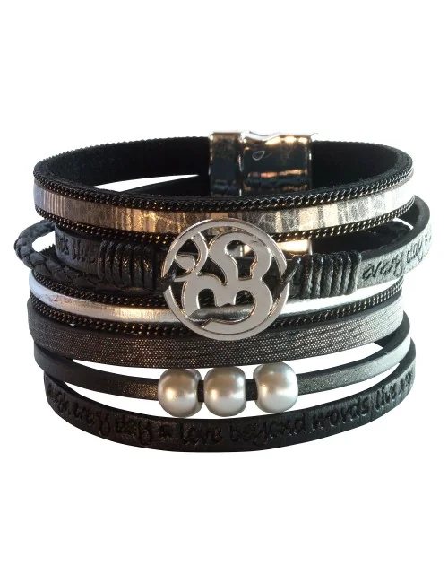 Armband "Om" Kunstleder schwarz