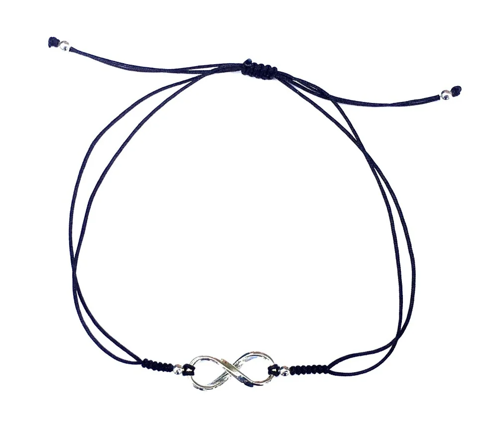 Armband - liegende 8- 1,5x0,7cm 925 Silber mit verstellb. Baumwollband Ø bis ca. 8cm