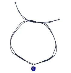 Armband - Nazar- Ø ca. 0,7cm 925 Silber mit verstellb.Baumwollband Ø bis ca. 8cm