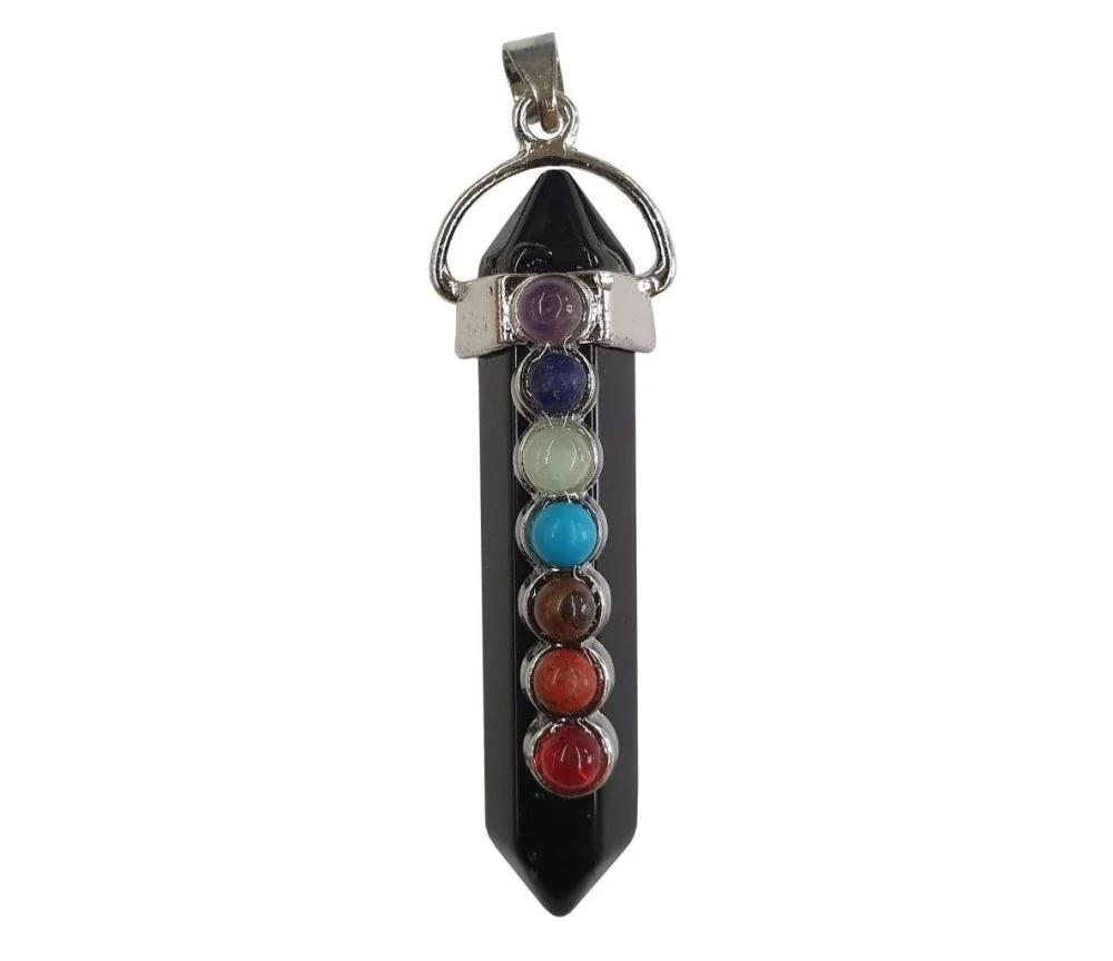 Anhänger - Edelstein - Onyx- mit Chakrasteinen 5cm