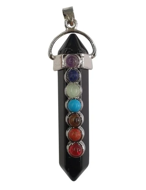 Edelstein Anhänger "Onyx" mit Chakrasteinen 5cm