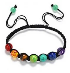 Armband - Baumwolle, Chakra Edelsteine, 16-28cm länge verstellbar