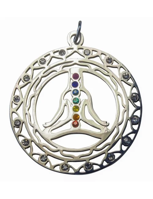 Anhänger "Chakra Buddha" mit 23 Zirkonia aus Edelstahl