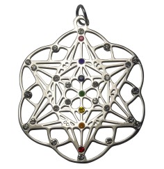 Anhänger -  Tetrastern- mit 31 Zirkonia aus Edelstahl, 3cm