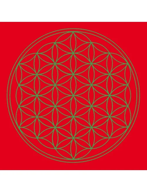 Leinwanddruck "Blume des Lebens" Basis-Chakra rot 20x20cm