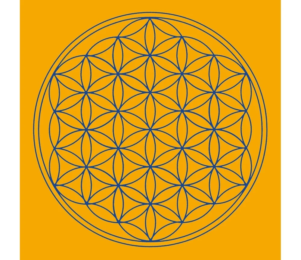 Leinwanddruck - Blume des Lebens- Sakral-Chakra orange 20x20cm