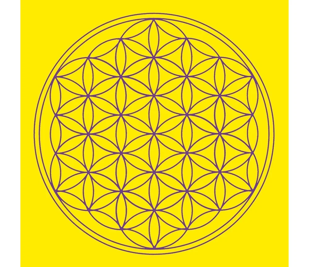 Leinwanddruck - Blume des Lebens- Solarplexus Chakra gelb 20x20cm