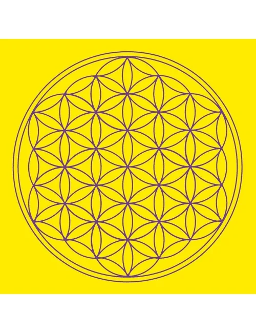 Leinwanddruck "Blume des Lebens" Solarplexus Chakra gelb 20x20cm