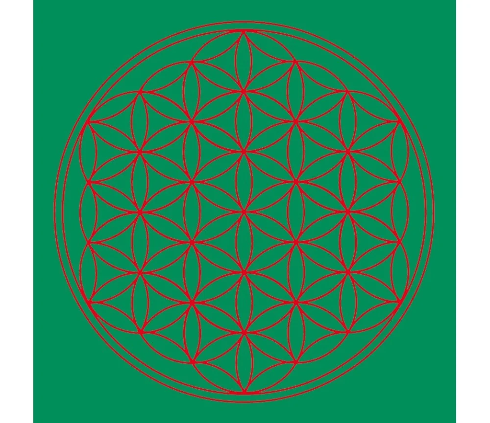 Leinwanddruck - Blume des Lebens- Herz-Chakra grün 20x20cm