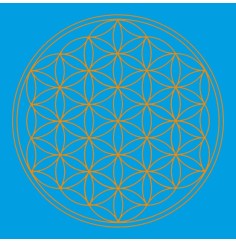 Leinwanddruck - Blume des Lebens- Kehl-Chakra türkis 20x20cm