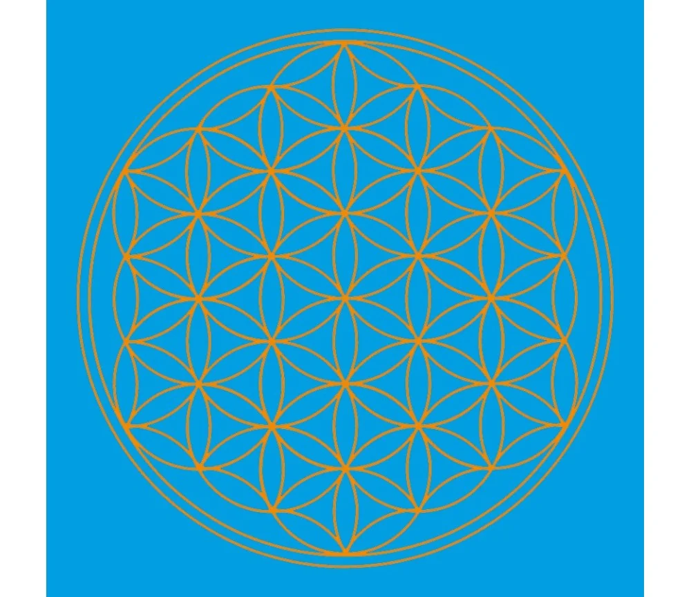 Leinwanddruck - Blume des Lebens- Kehl-Chakra türkis 20x20cm