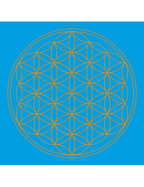 Leinwanddruck "Blume des Lebens" Kehl-Chakra türkis 20x20cm