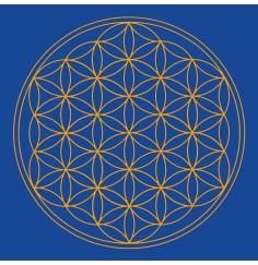 Leinwanddruck - Blume des Lebens- Stirn-Chakra blau 20x20cm