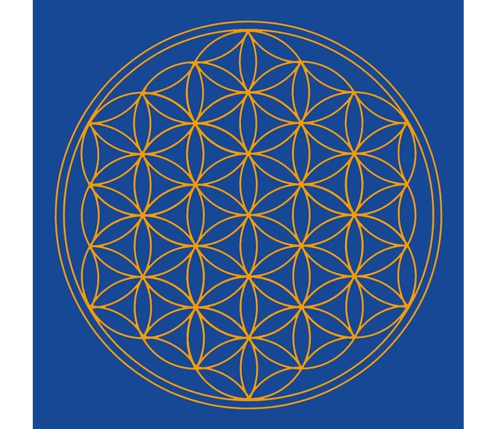 Leinwanddruck - Blume des Lebens- Stirn-Chakra blau 20x20cm